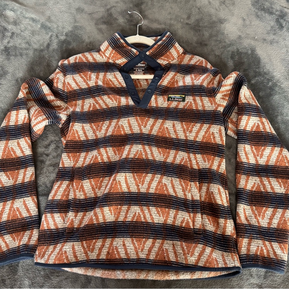 L.L. Bean V-Neck Sweater Brown and Blue